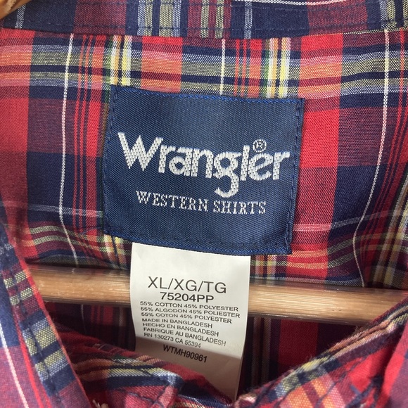 WRANGLER   MENS WESTERN LONG SLEEVE PLAID SHIRT STYLE 75204PP Size XL - Picture 2 of 15